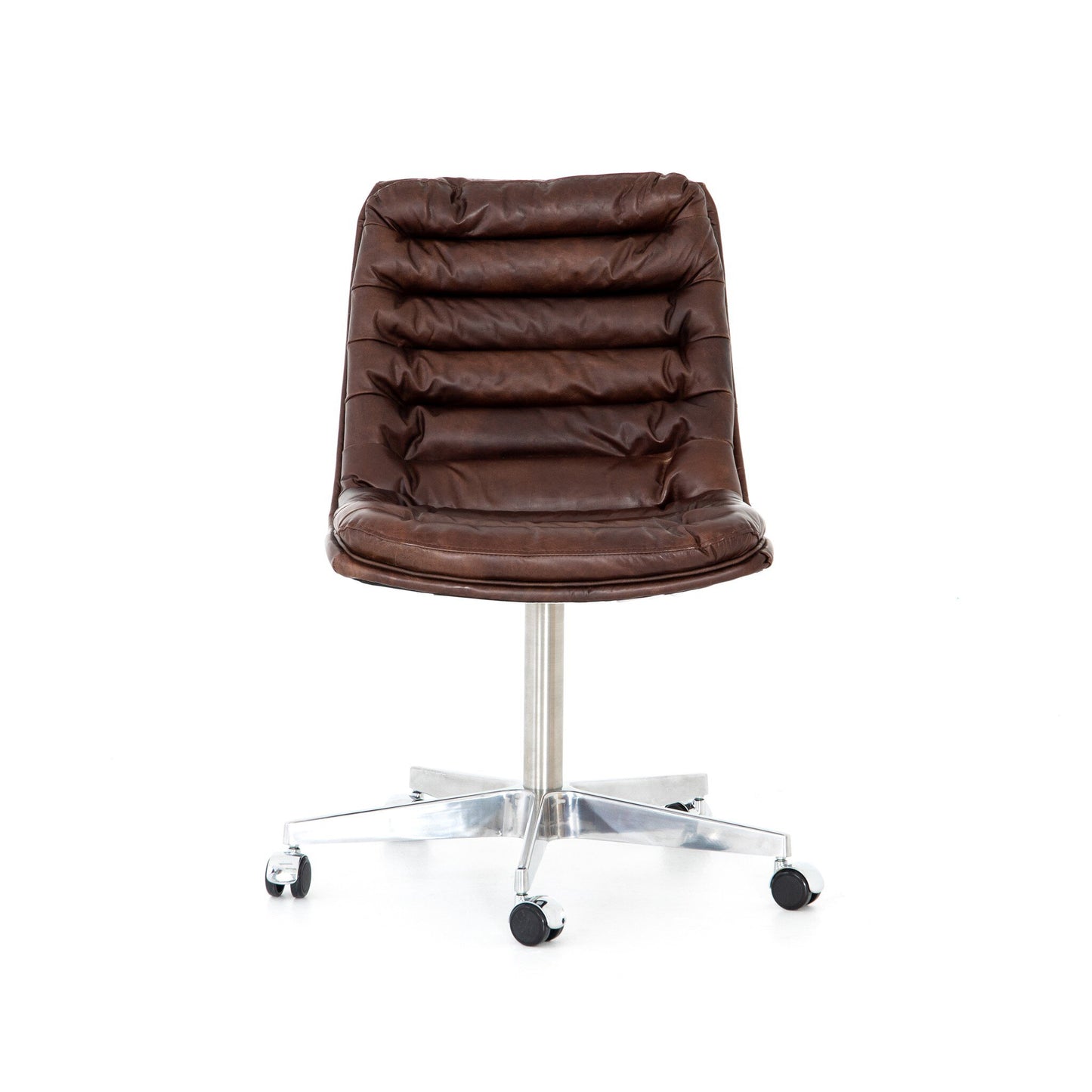 Armless Leather Desk Chair - Antique Brown