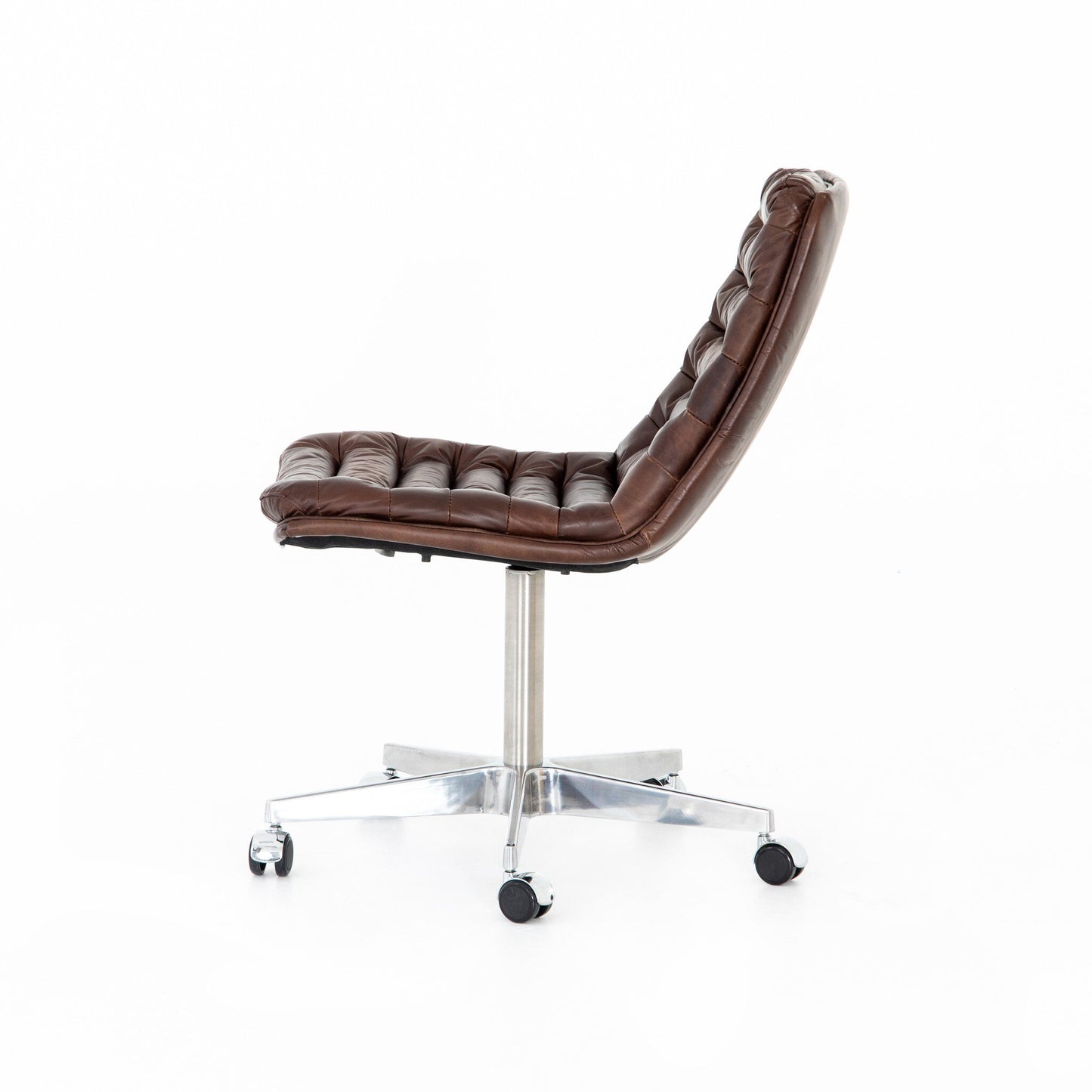 Armless Leather Desk Chair - Antique Brown