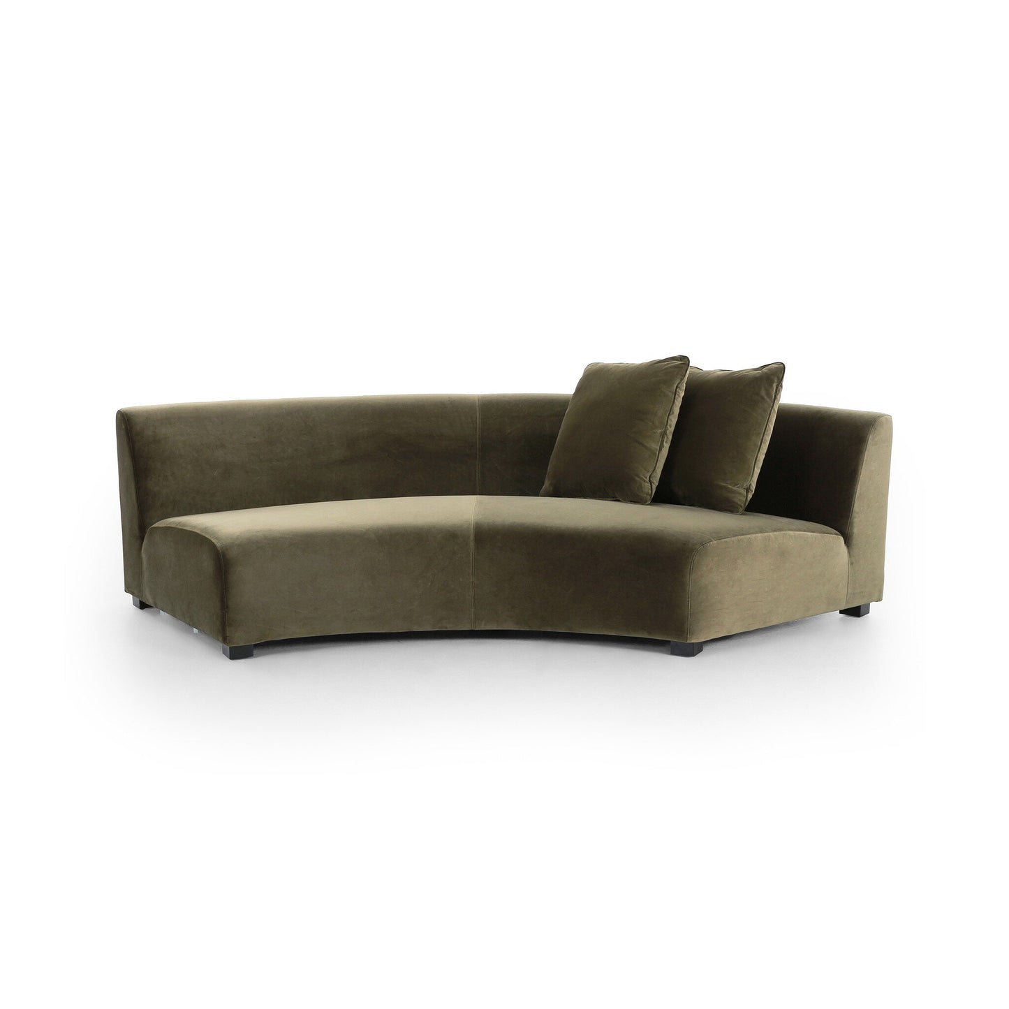 Velvet Curved Sectional - Olive Green