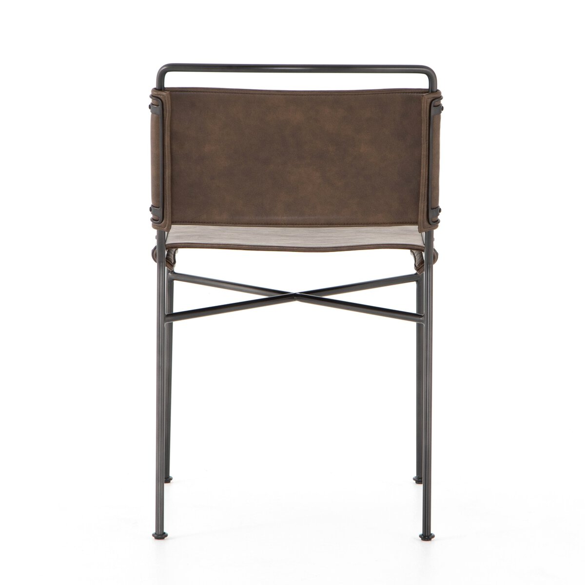 Distressed Leather Dining Chair - Brown