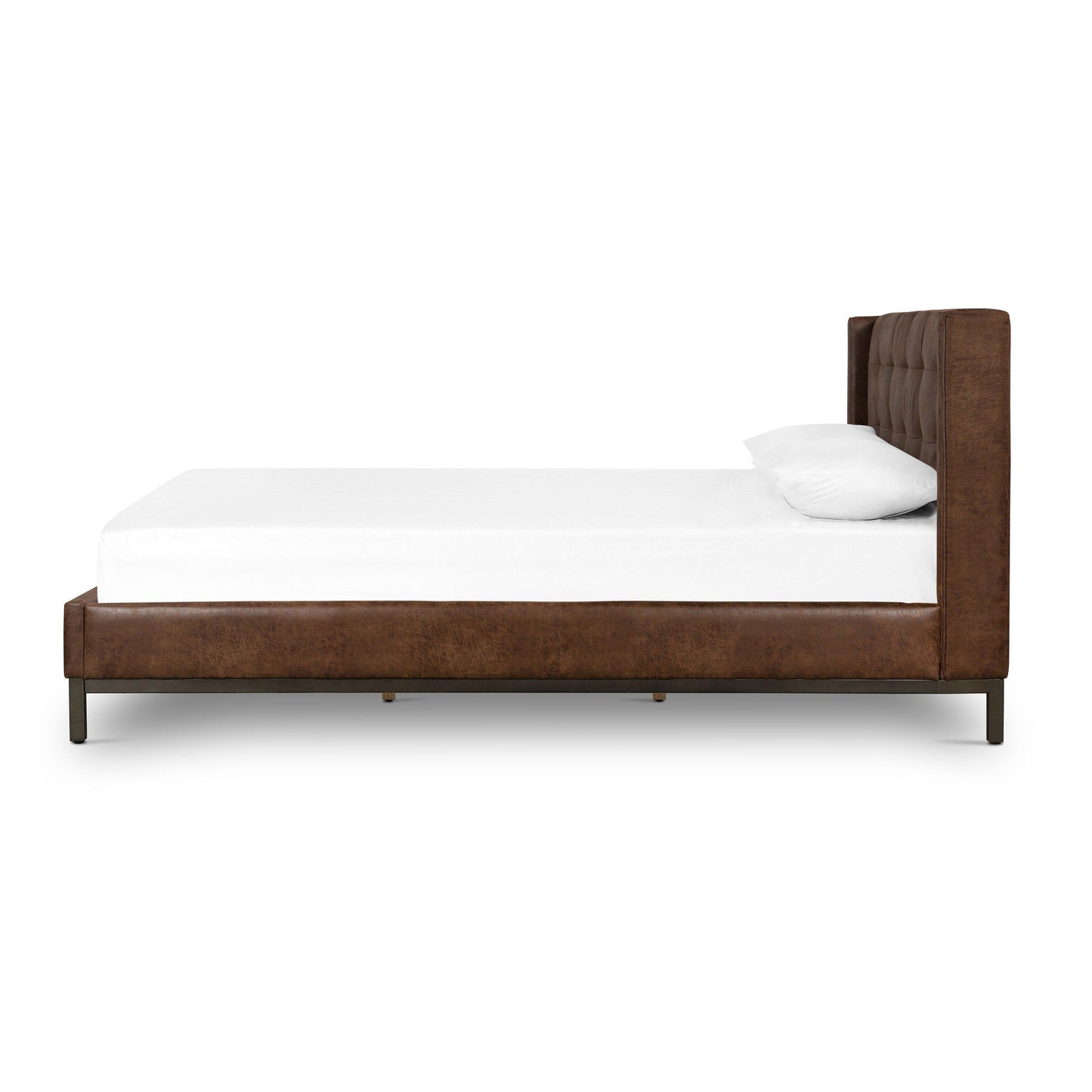 Tufted Leather King Bed - Vintage Tobacco