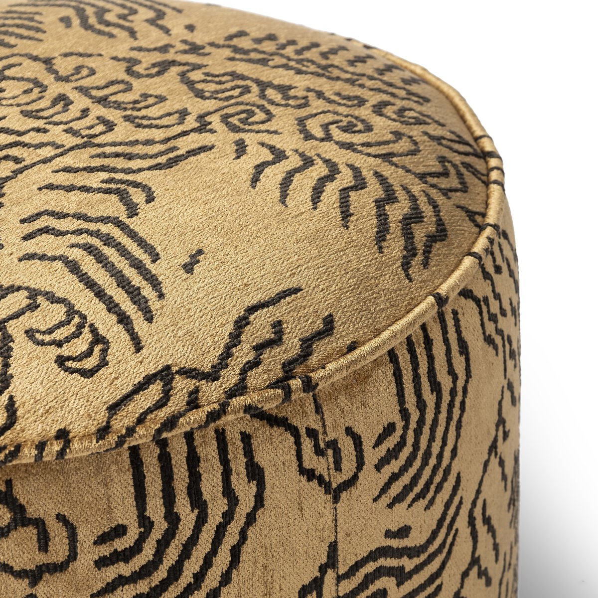 Abstract Print Velvet Ottoman
