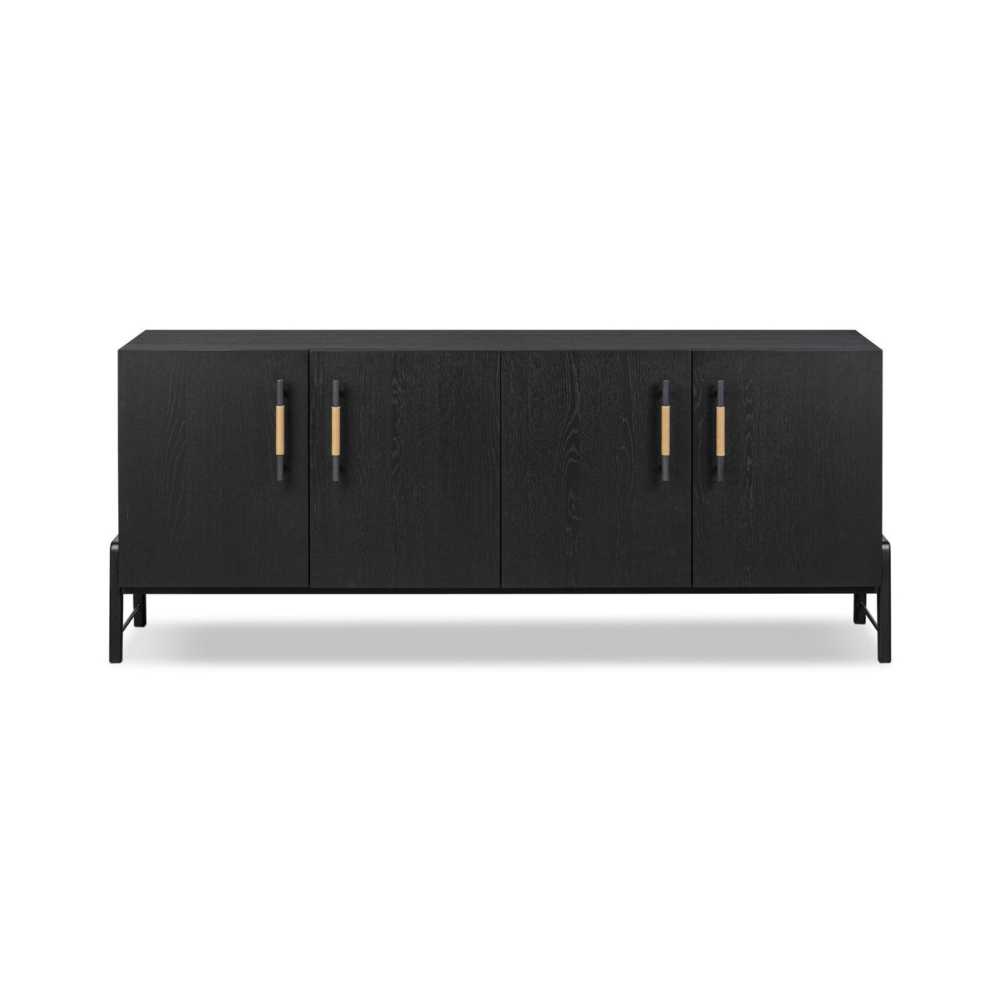 Modern Ebony & Leather Handle Sideboard