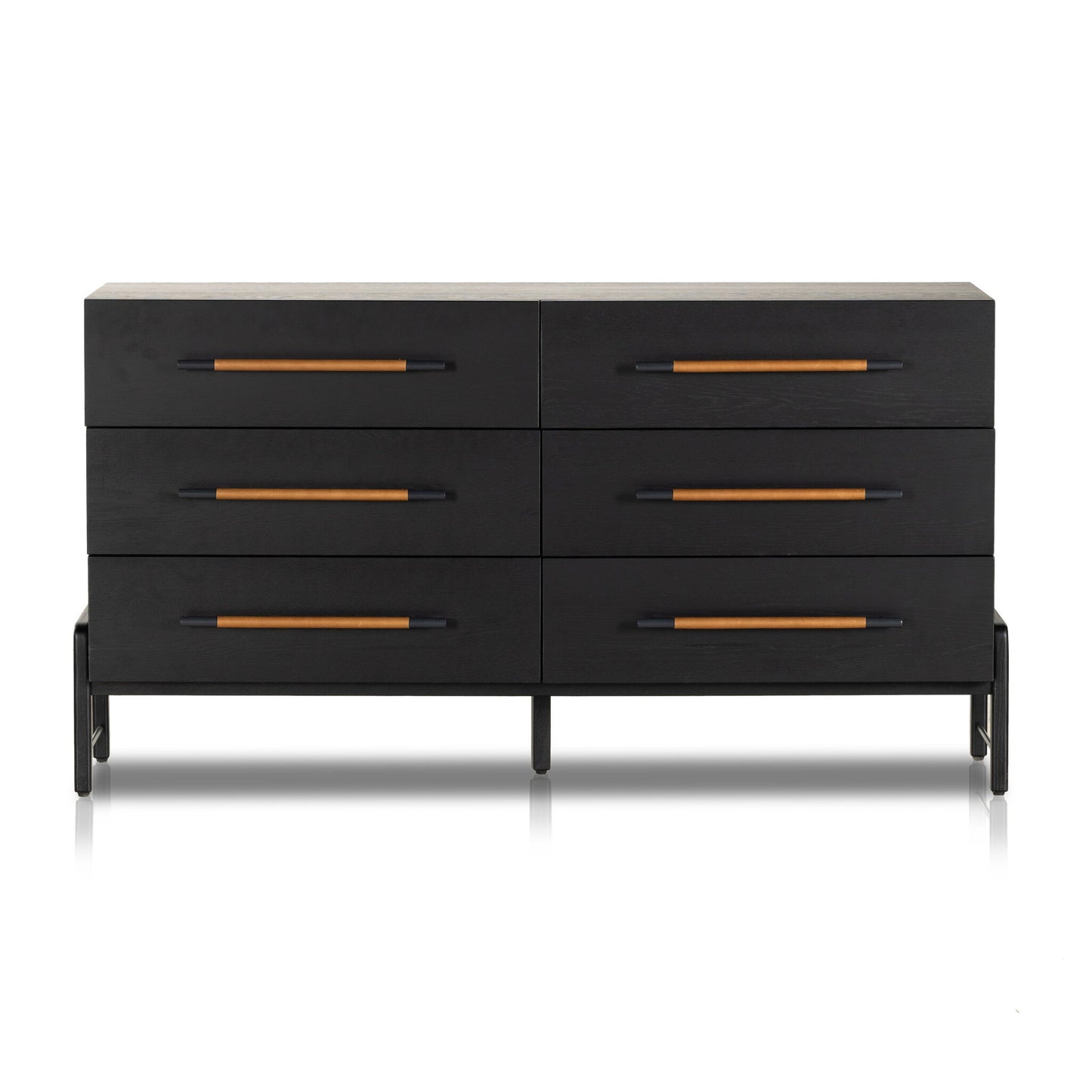 Ebony Oak 6-Drawer Dresser - Black