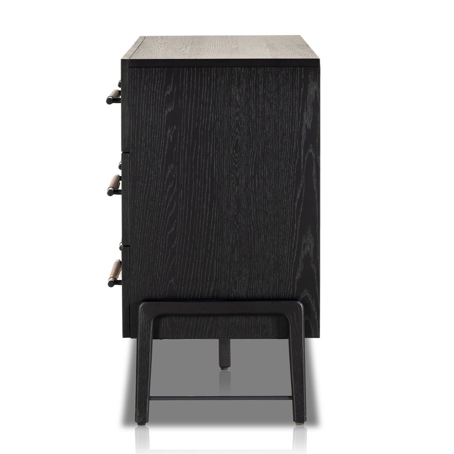Ebony Oak 6-Drawer Dresser - Black
