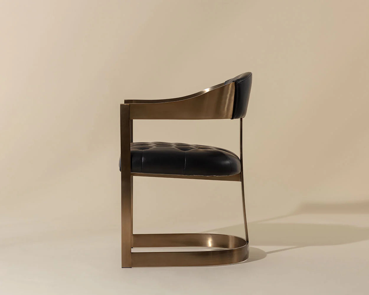 Sloped Brass & Tufted Armchair