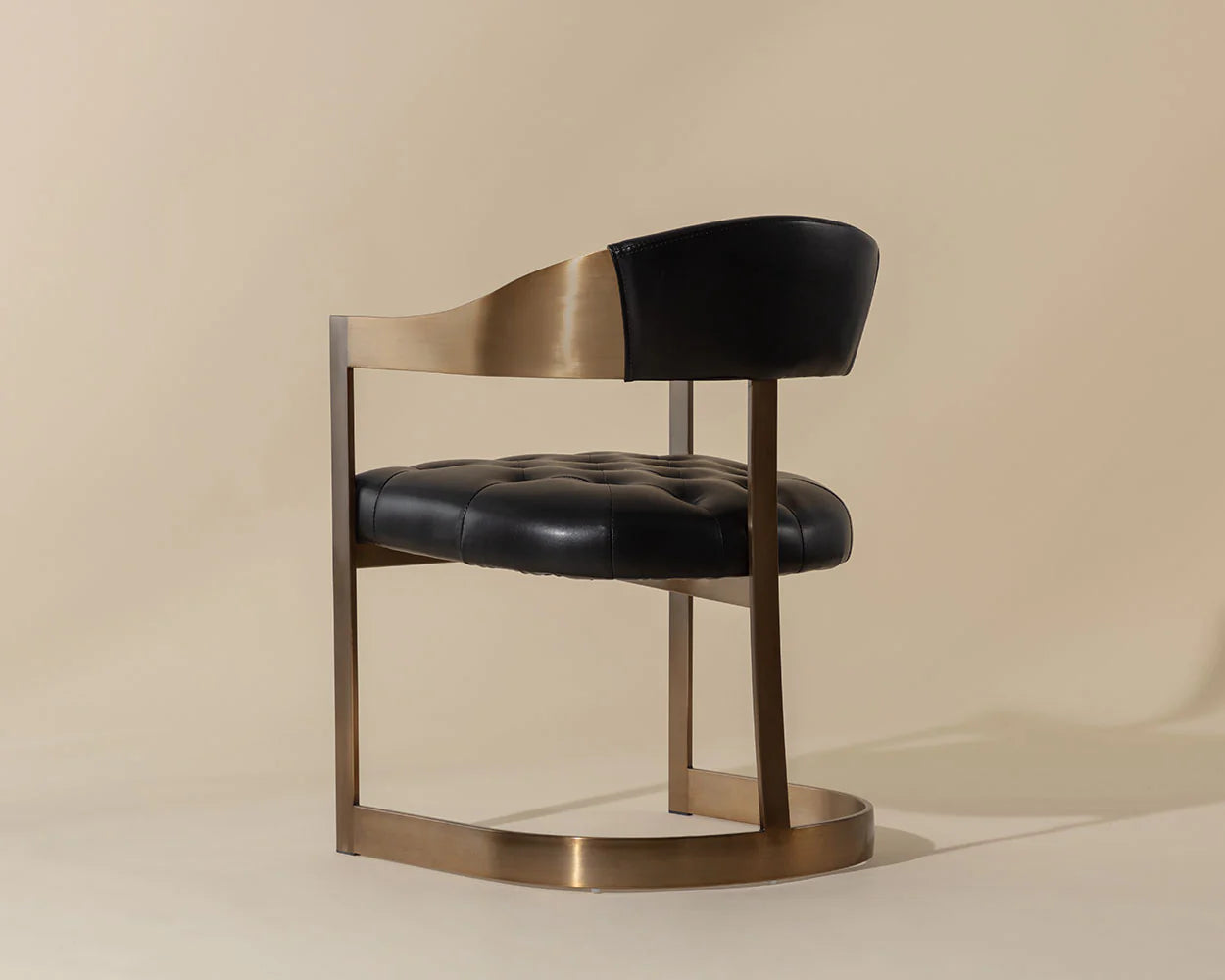 Sloped Brass & Tufted Armchair