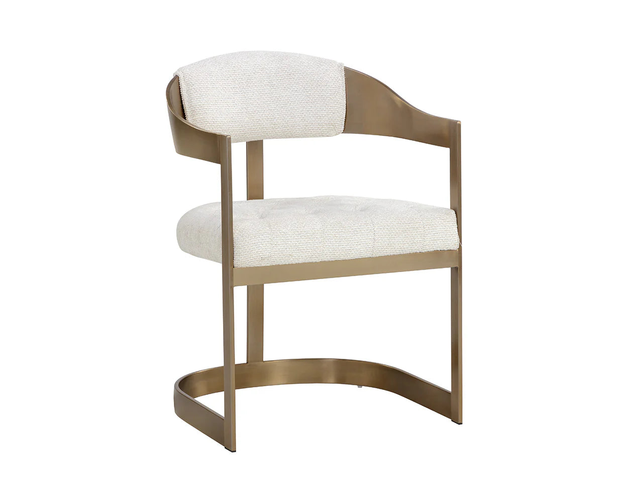 Sloped Brass & Tufted Armchair