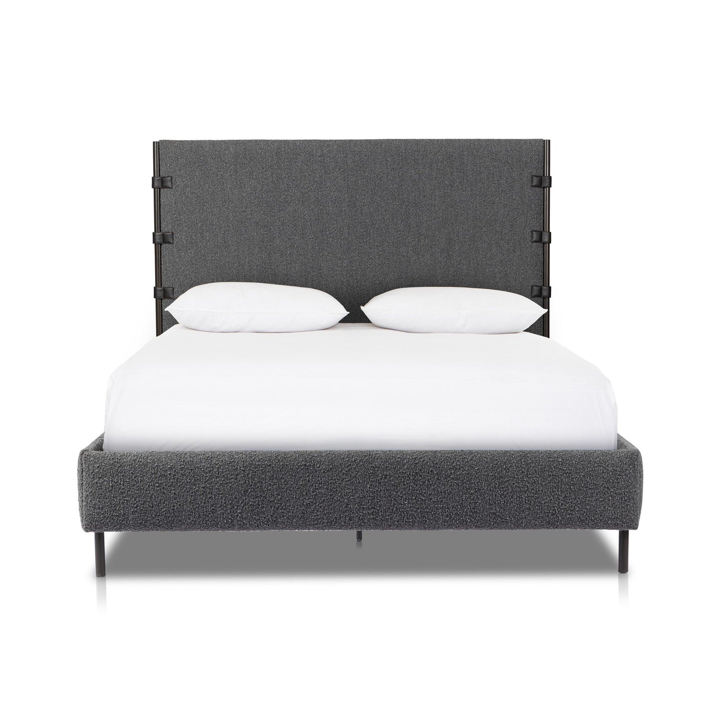 High-Backed Queen Bed - Charcoal