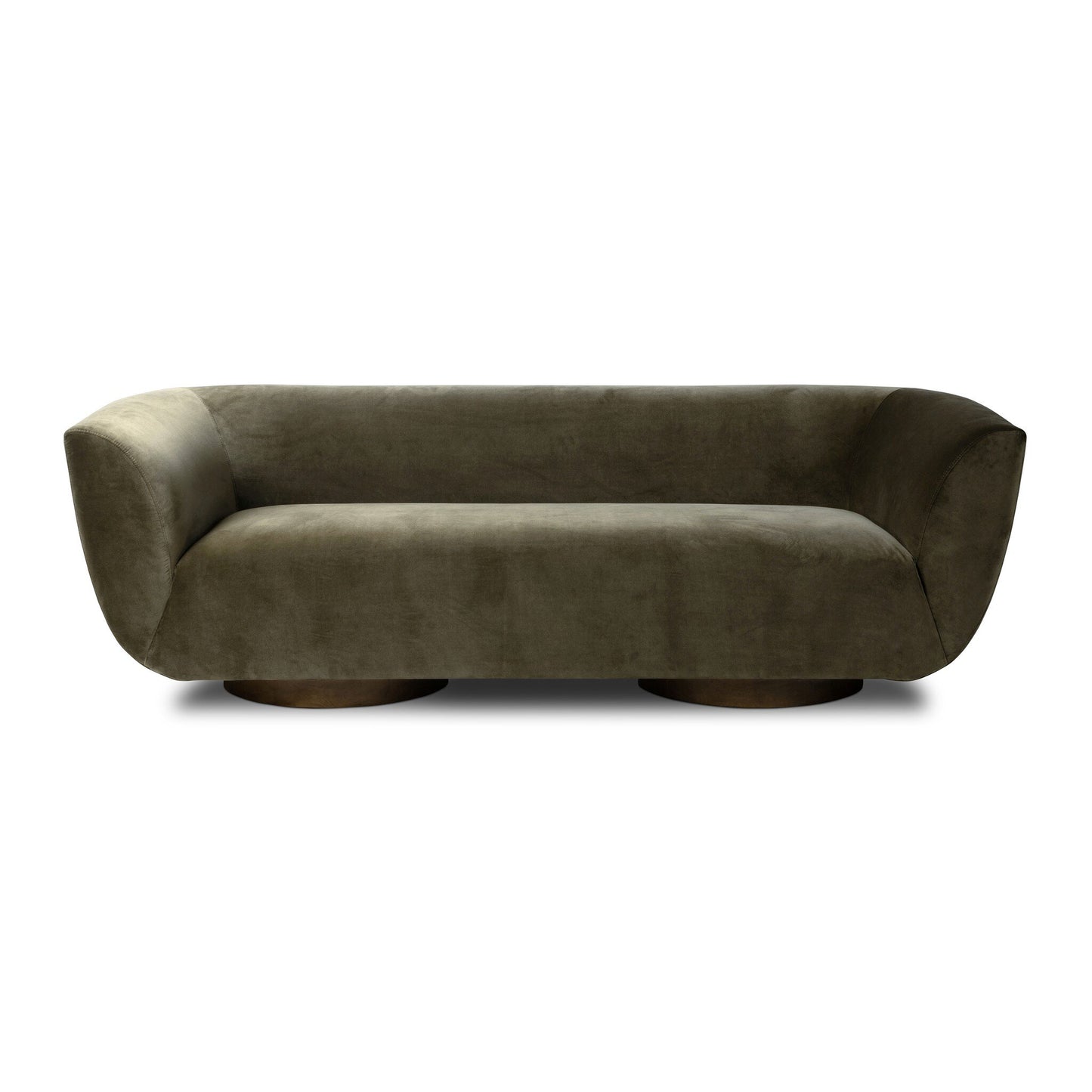 Velvet Curved Sofa - Olive Green