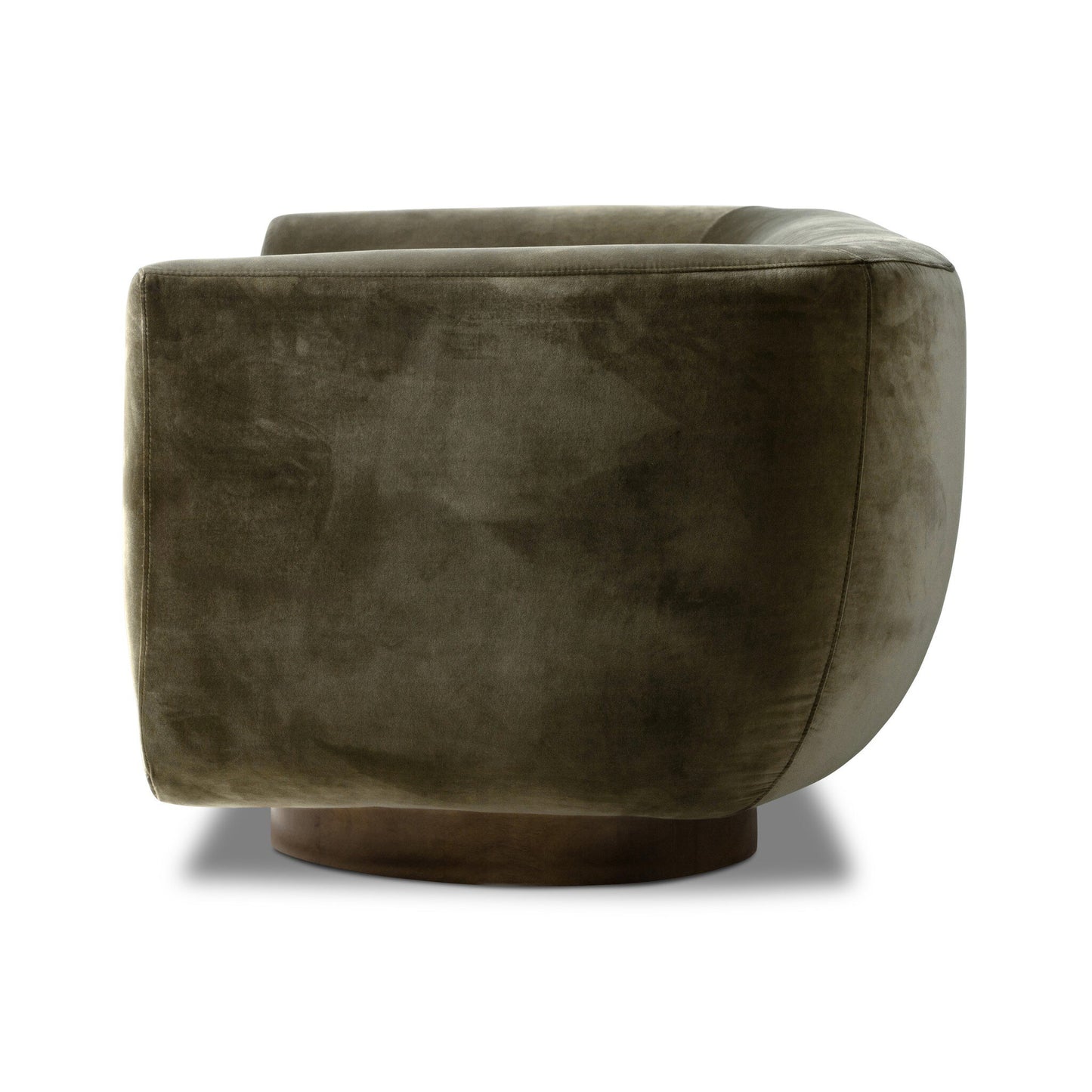 Velvet Curved Sofa - Olive Green