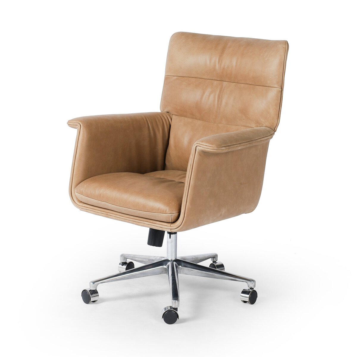Distressed Leather Wing Arm Desk Chair
