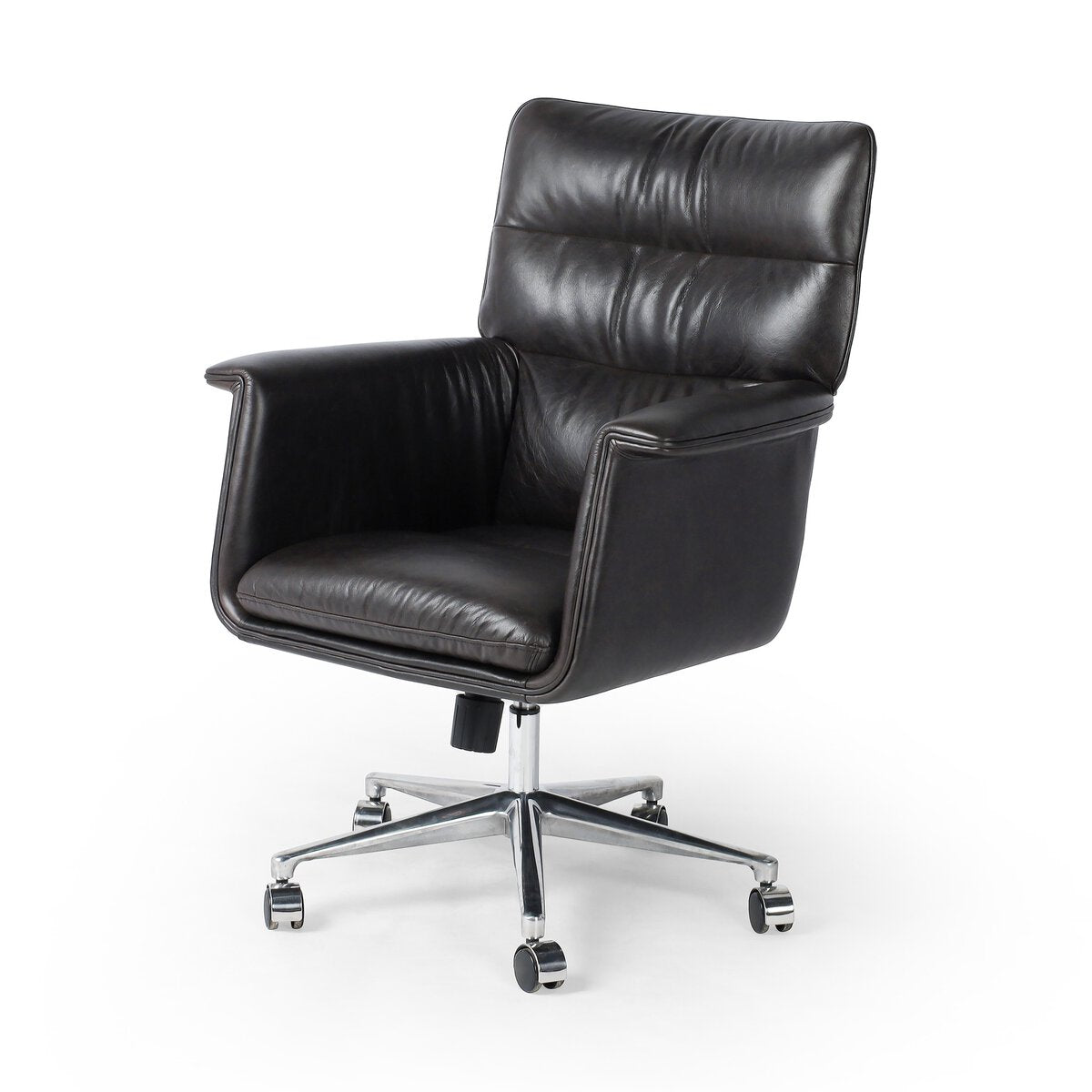 Distressed Leather Wing Arm Desk Chair