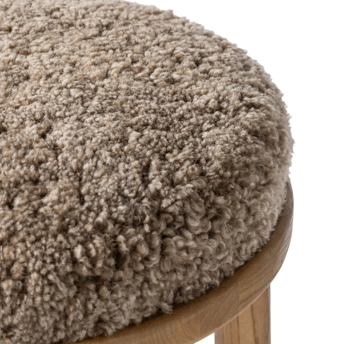 Taupe Shearling Bar Stool