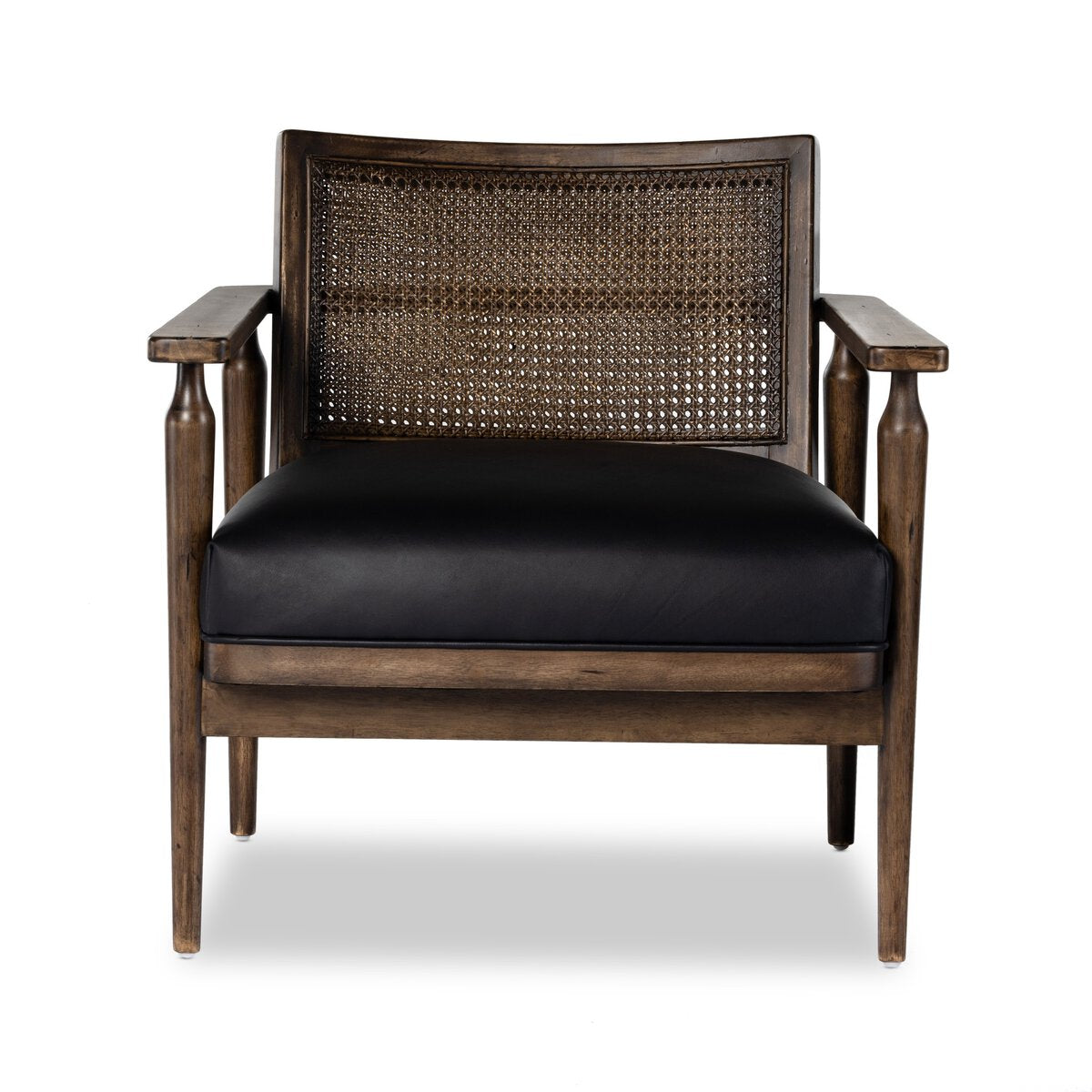 Cane Leather Lounge Chair