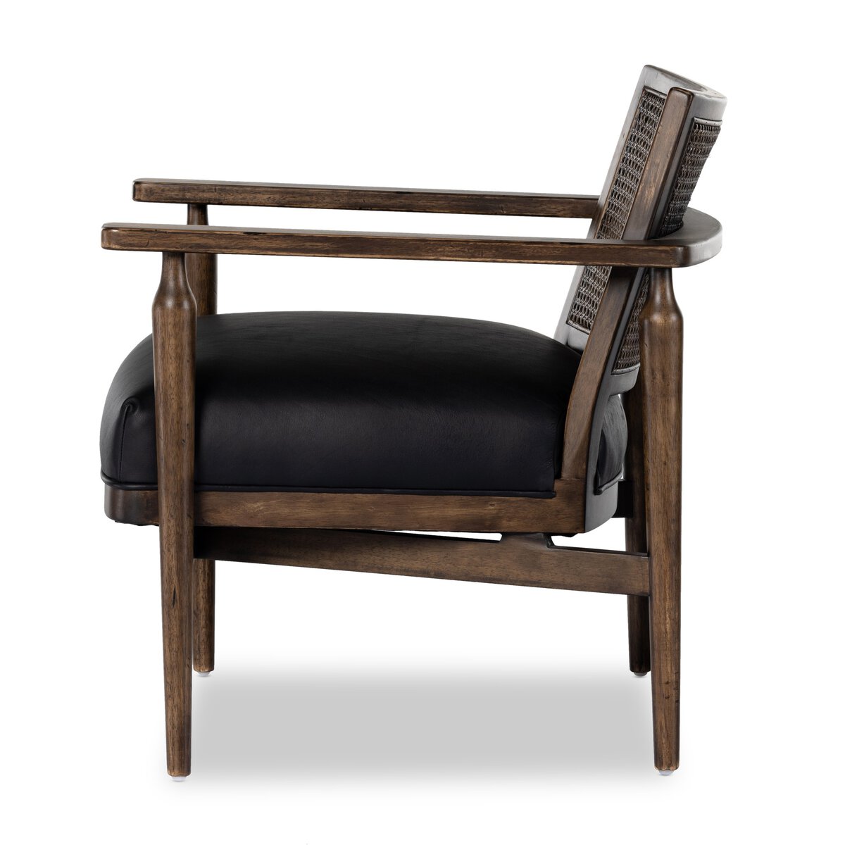 Cane Leather Lounge Chair