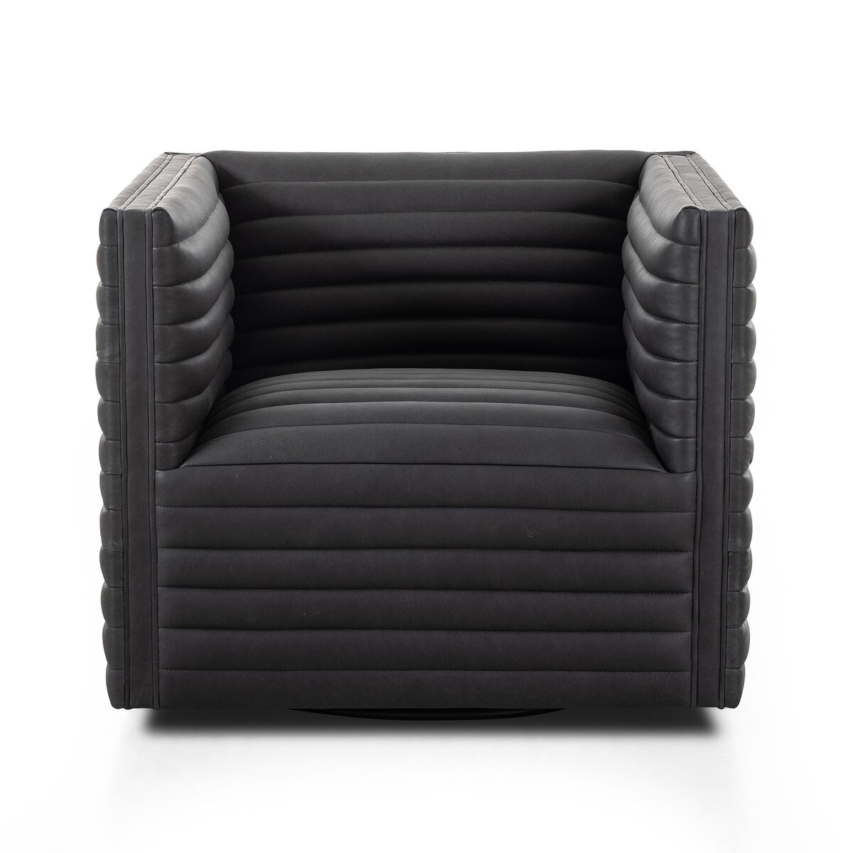 Channelled Leather Swivel Chair