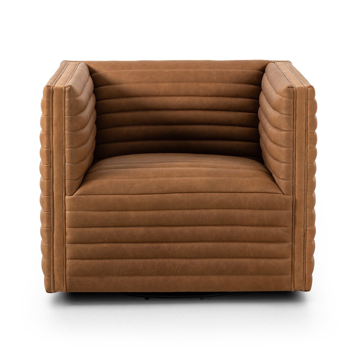 Channelled Leather Swivel Chair