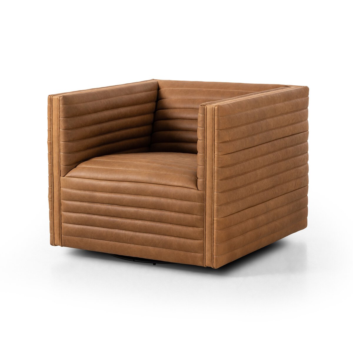 Channelled Leather Swivel Chair