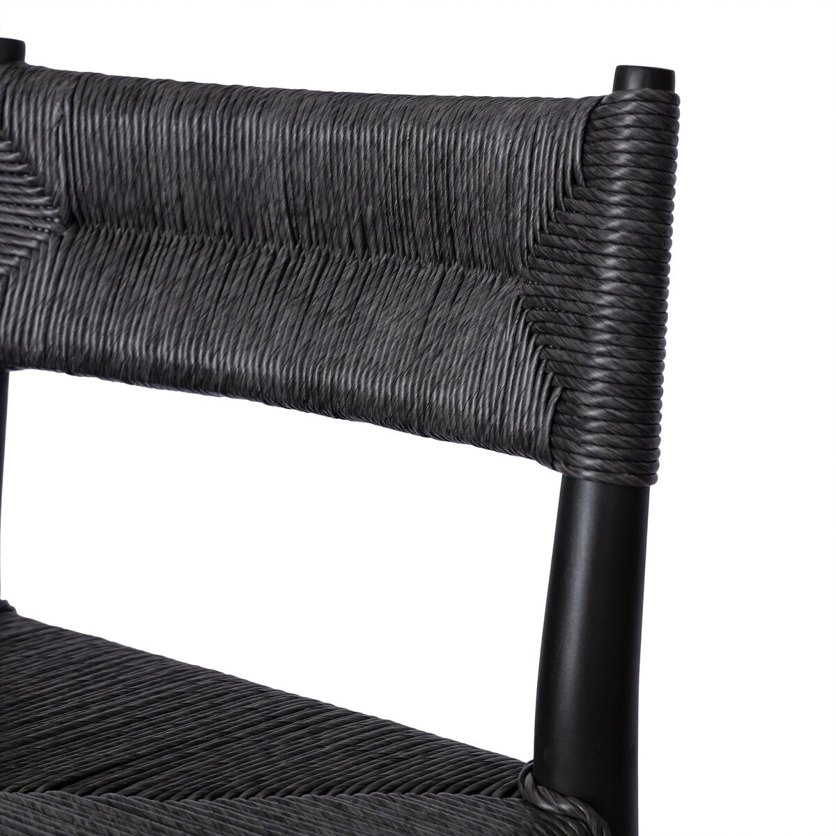 Black Teak Woven Counter Stool