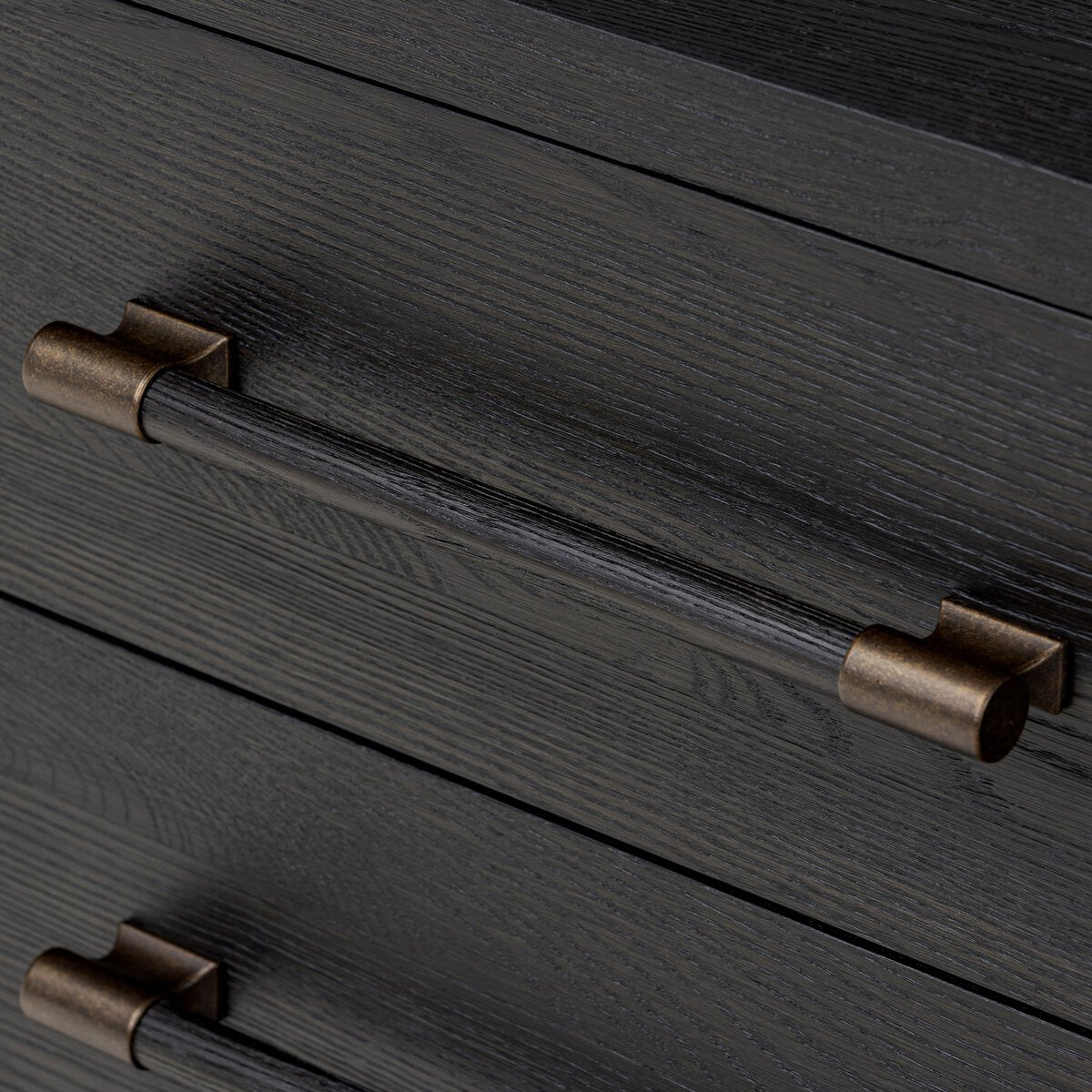 Modern Black Ash & Brass Bar Media Console