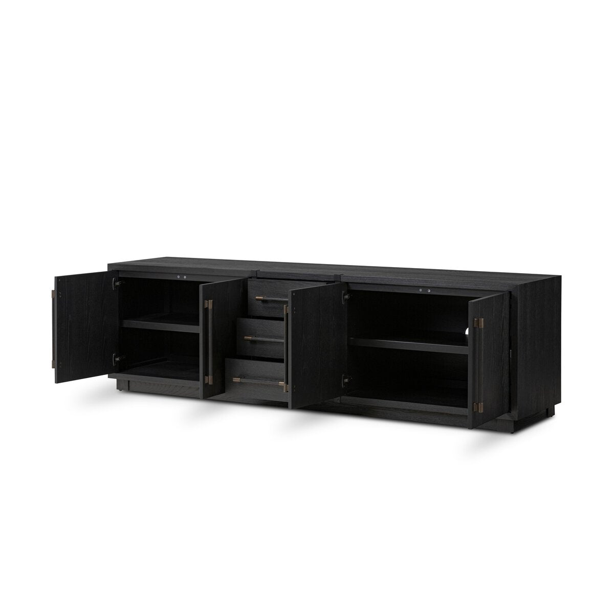 Modern Black Ash & Brass Bar Media Console