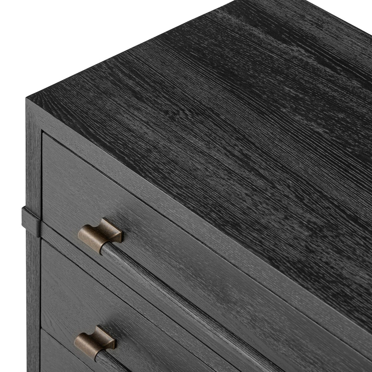 Modern Black Ash & Brass Bar Nightstand