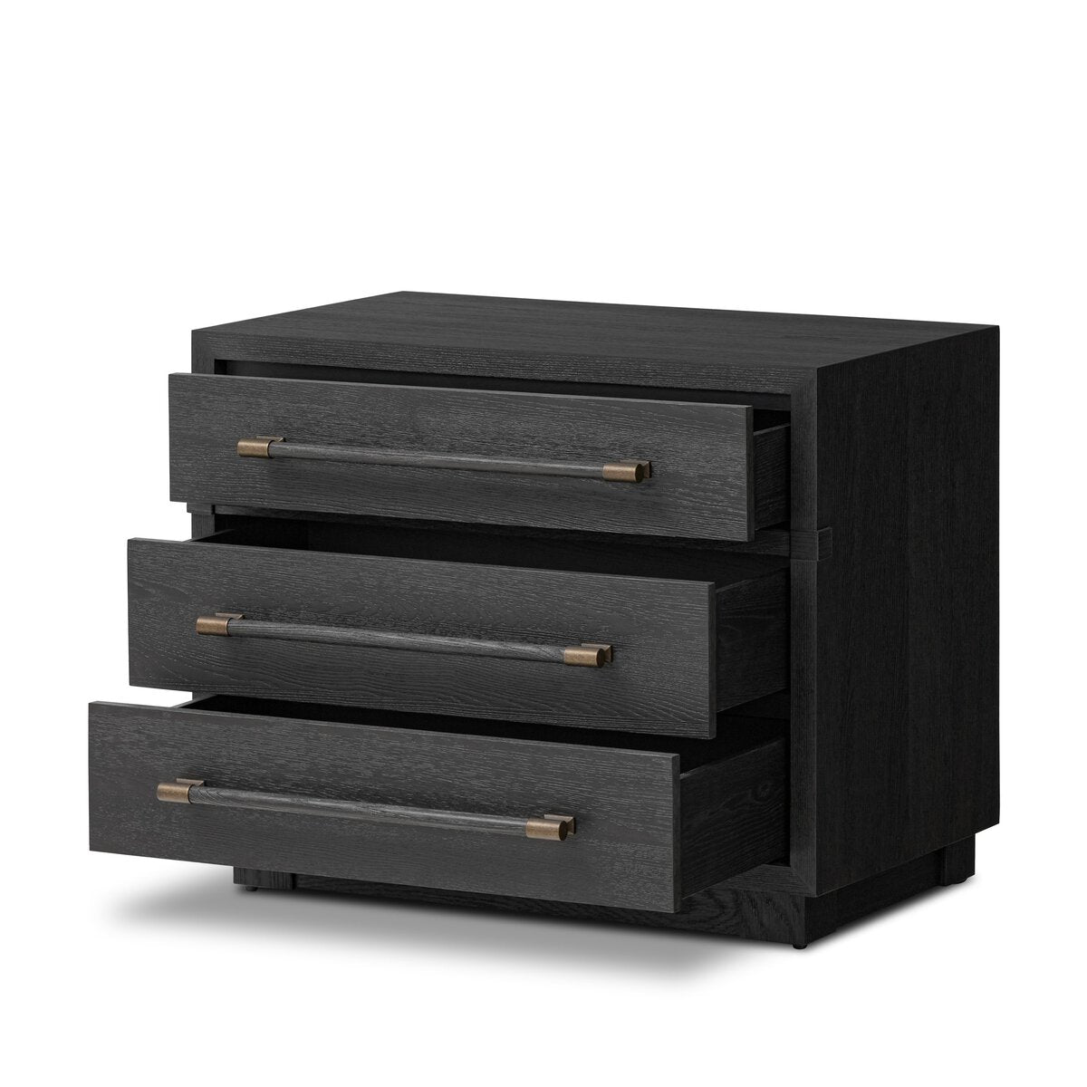 Modern Black Ash & Brass Bar Nightstand