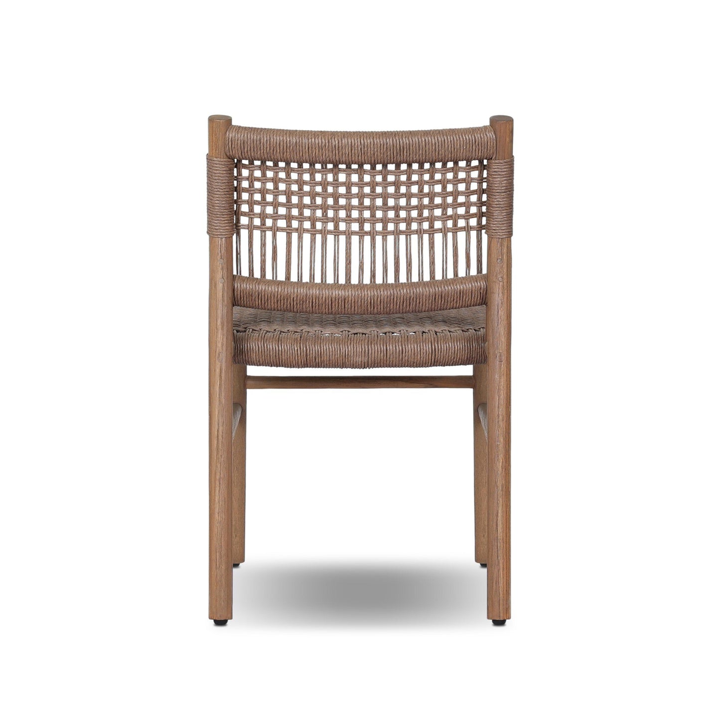 The Polyethylene Open Weave Outdoor Dining Chair features a grid-patterned woven seat back, shown from behind against a plain white background.