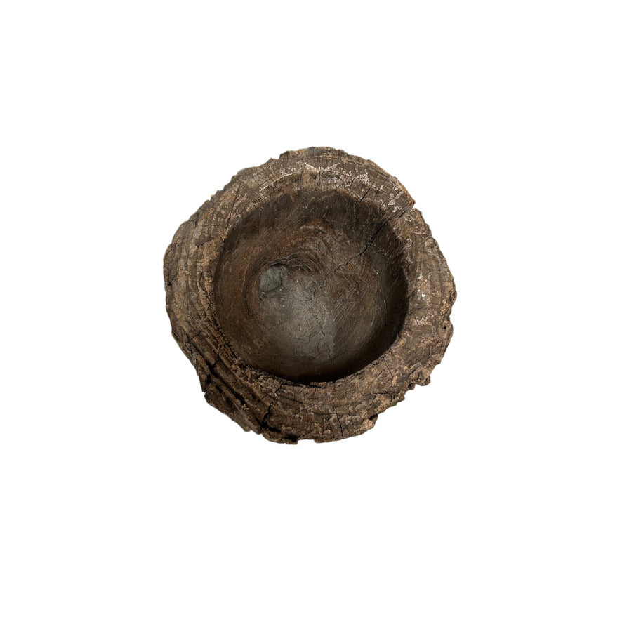 VINTAGE WOODEN MORTAR PLANTER