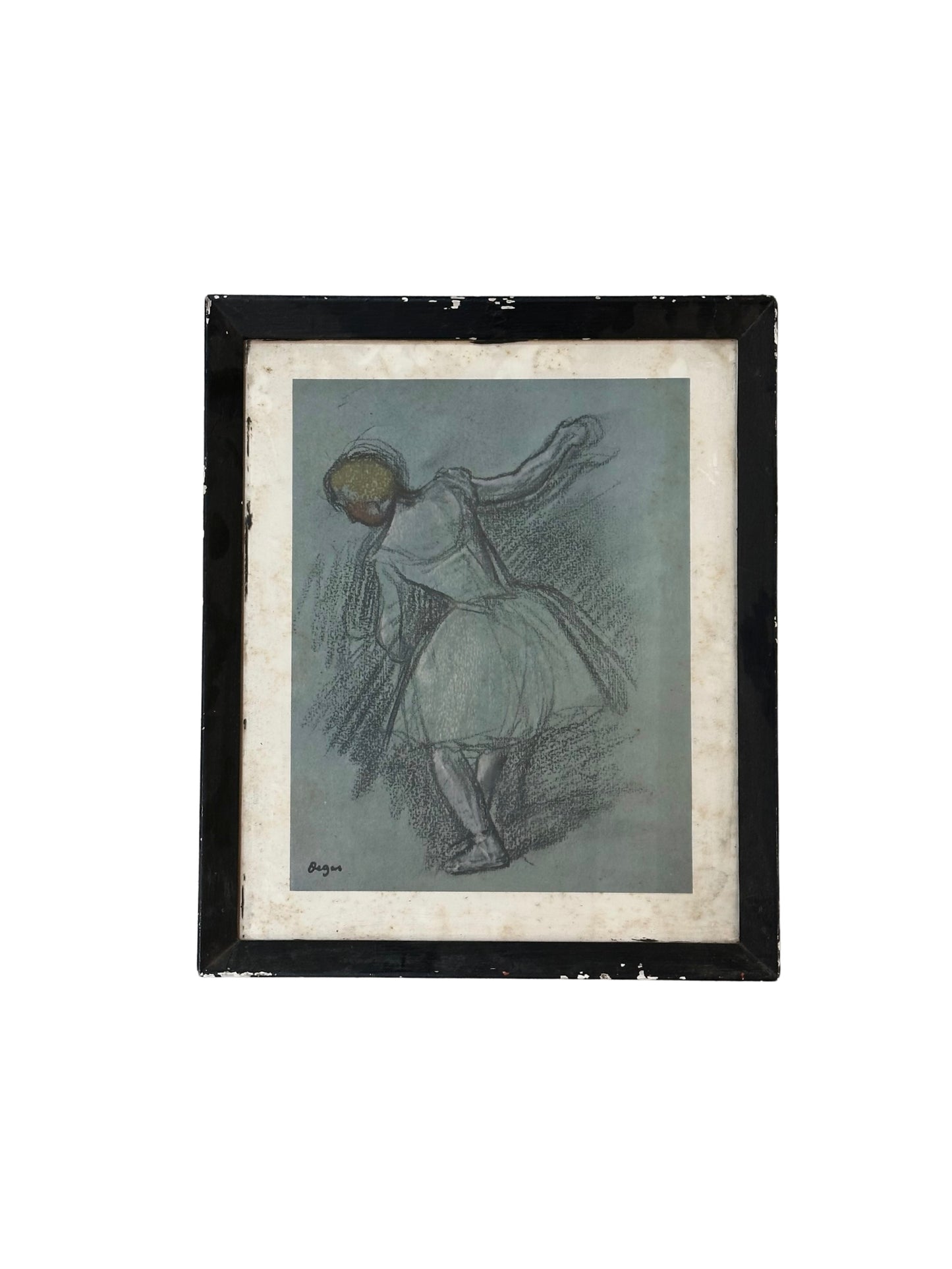 The Blue Ballerina Painting showcases a graceful dancer in a light tutu, sketched in a loose style on a muted blue-grey background. Perfect as Blue Ballet Wall Art to add an elegant touch to your space.