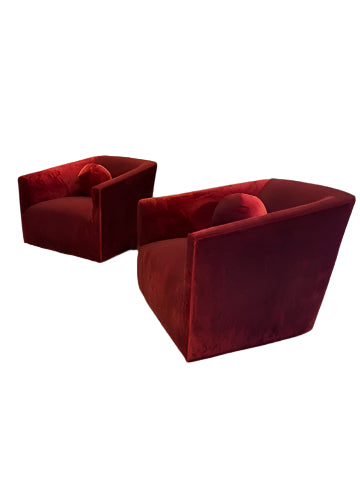 Merlot Velvet Shelter Arm Swivel Chair