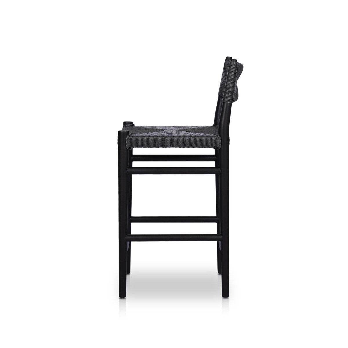 Black Teak Woven Counter Stool