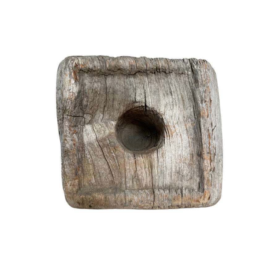 VINTAGE WOODEN MORTAR PLANTER
