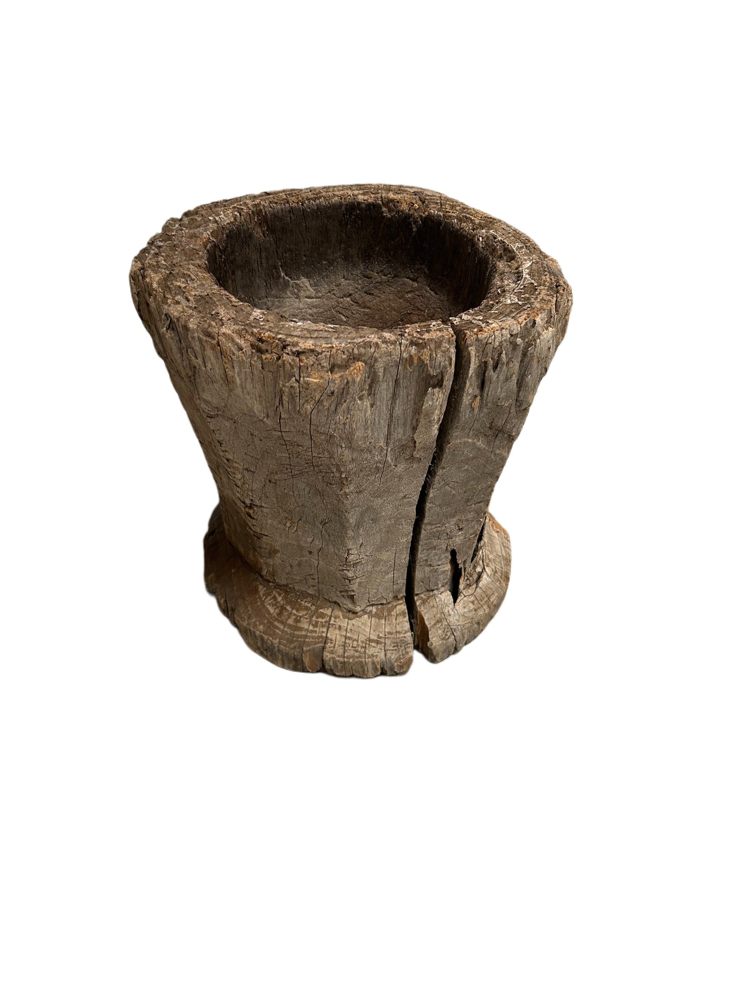 VINTAGE WOODEN MORTAR PLANTER