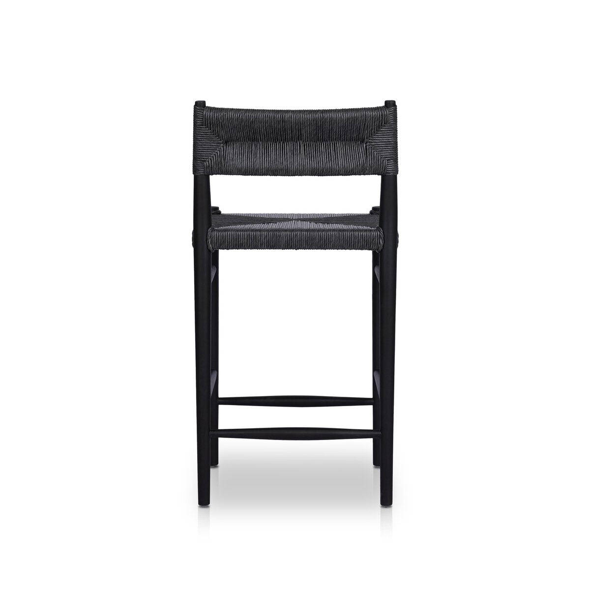 Black Teak Woven Counter Stool