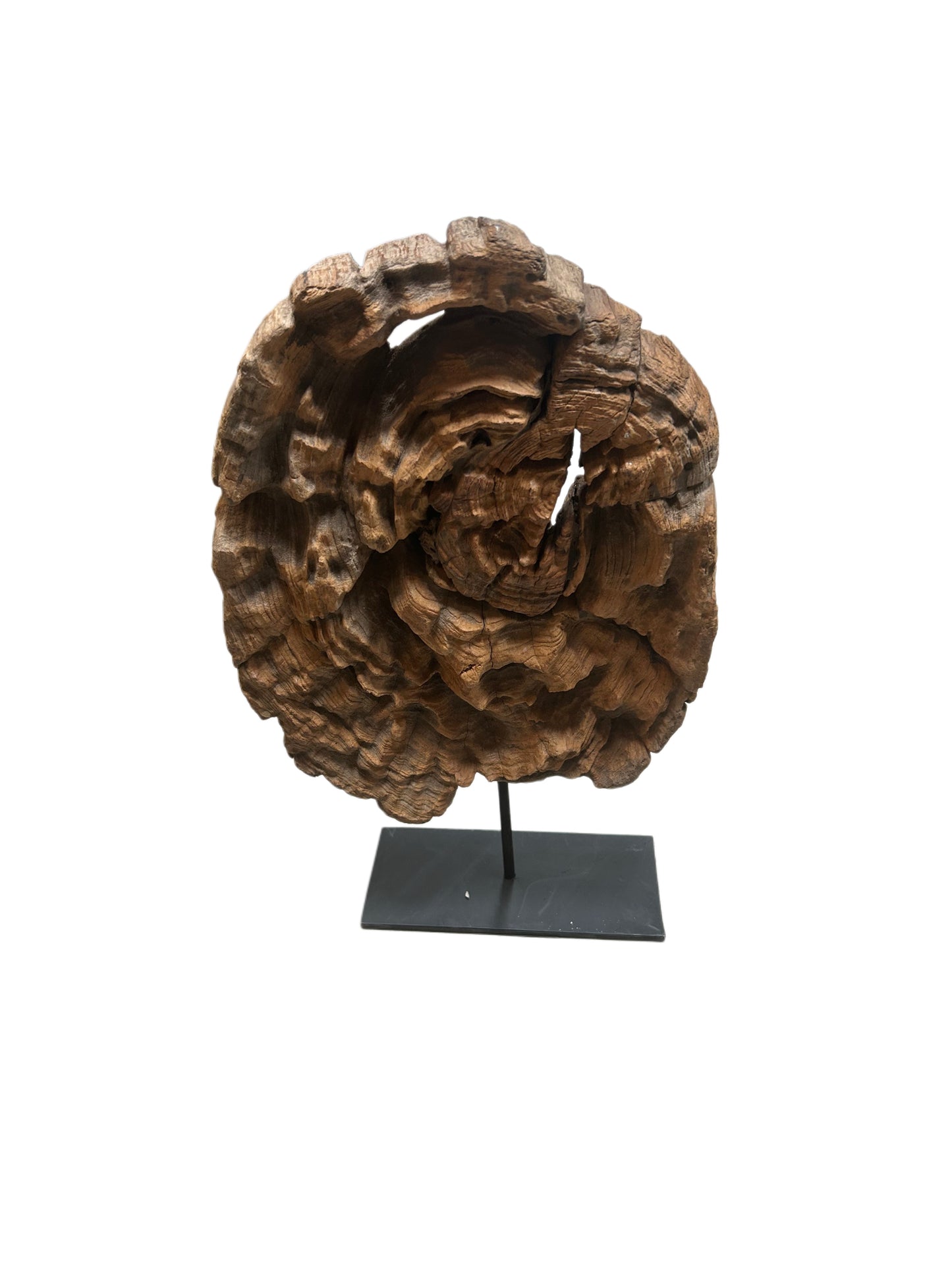 Round Wood Carving on Stand - Small