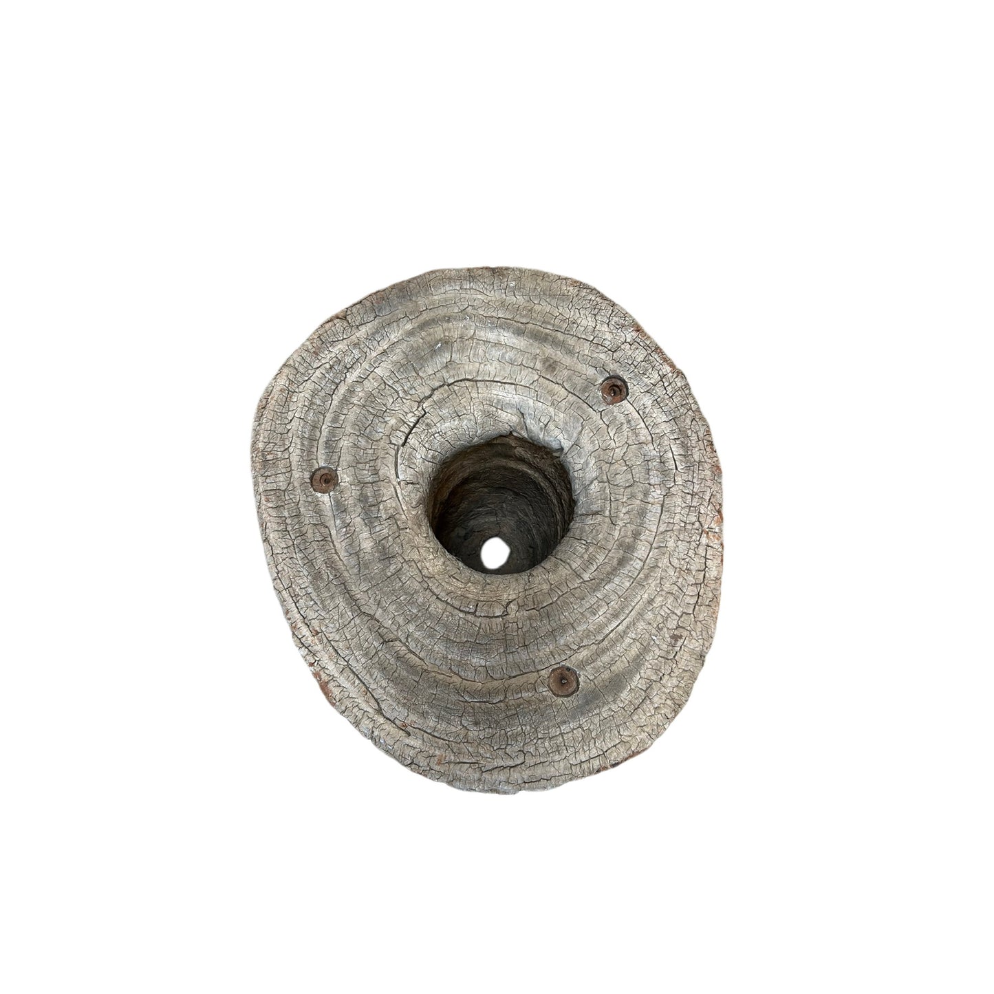 DISTRESSED WOODEN MORTAR PLANTER