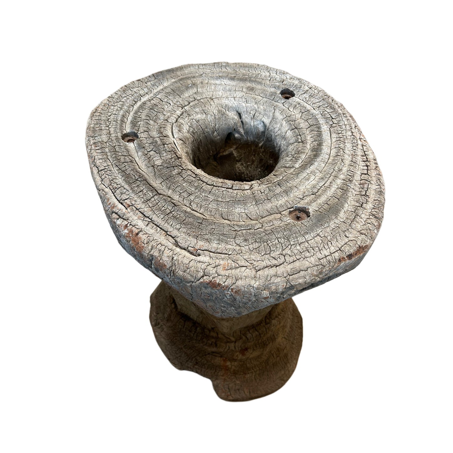 DISTRESSED WOODEN MORTAR PLANTER