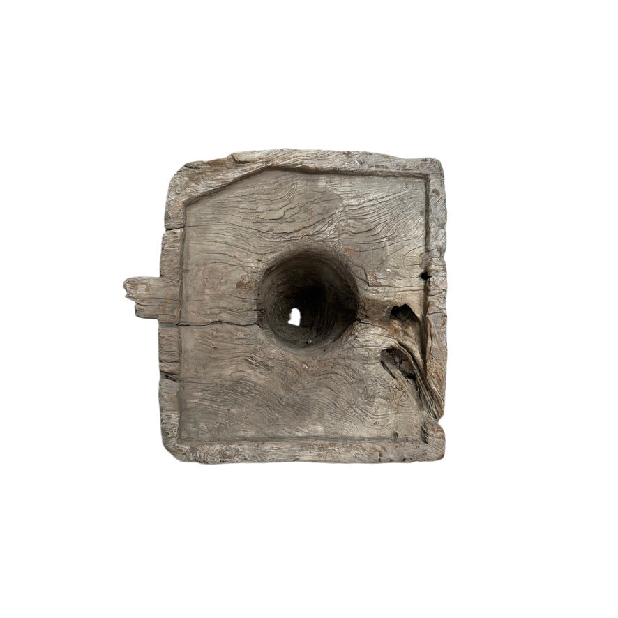VINTAGE WOODEN MORTAR PLANTER