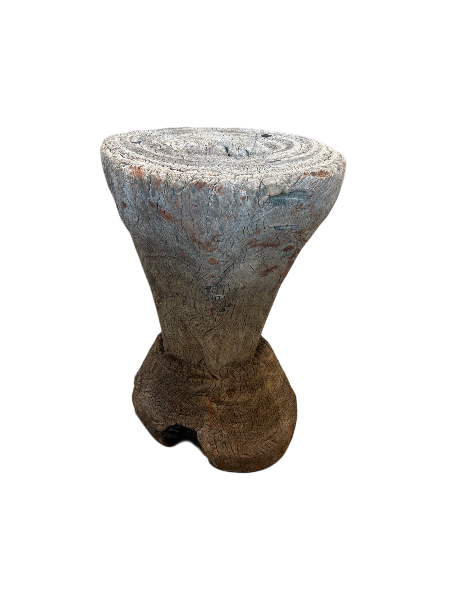 DISTRESSED WOODEN MORTAR PLANTER