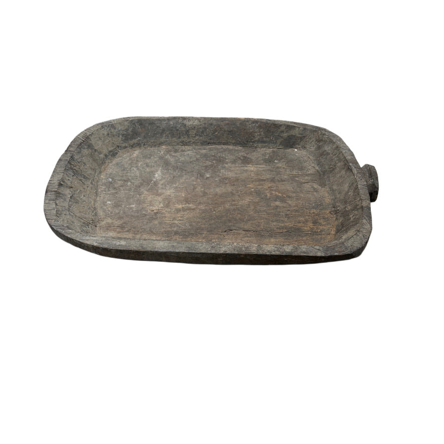 VINTAGE WOODEN BOWL WITH HANDLE