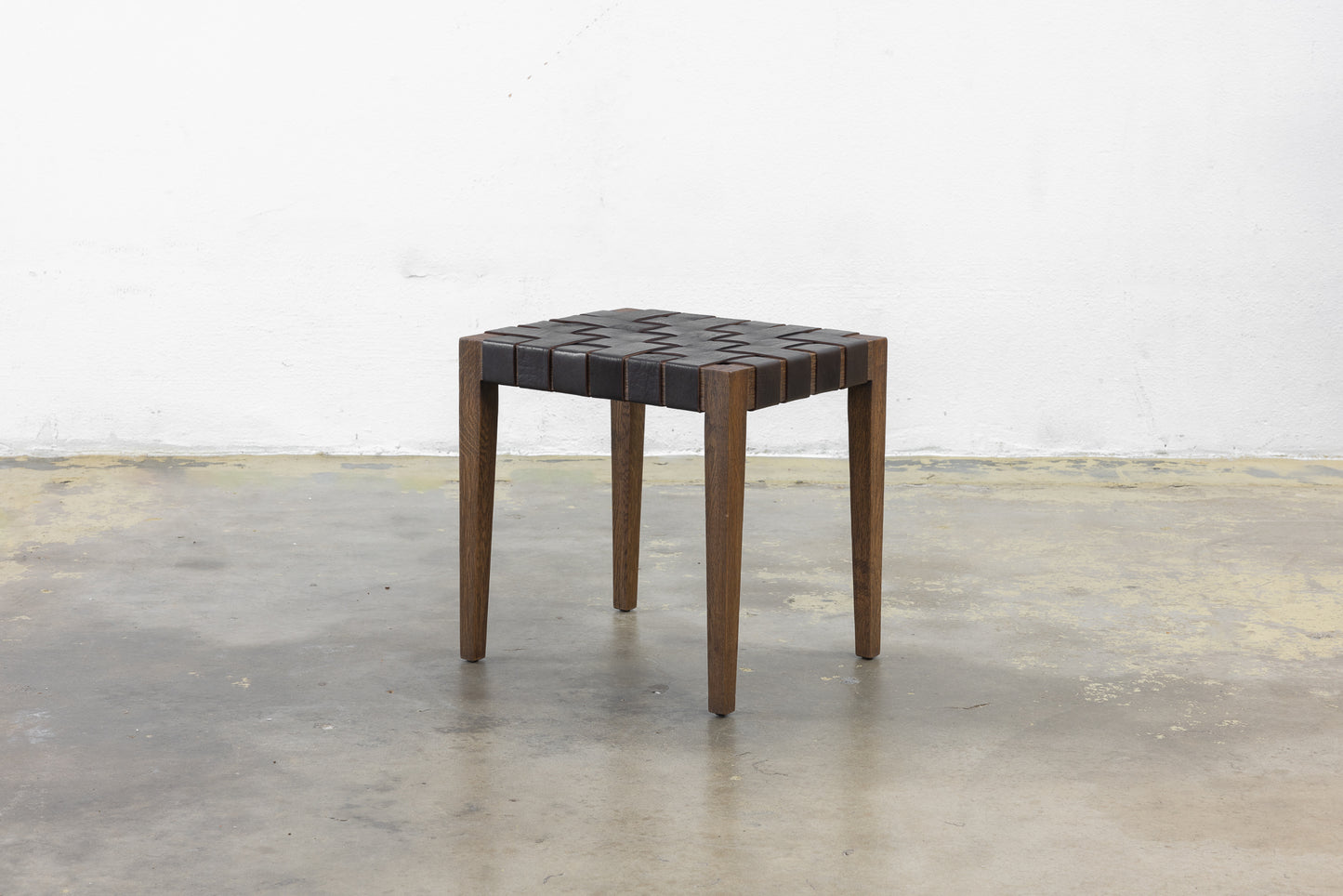 Leather Basketweave Stool