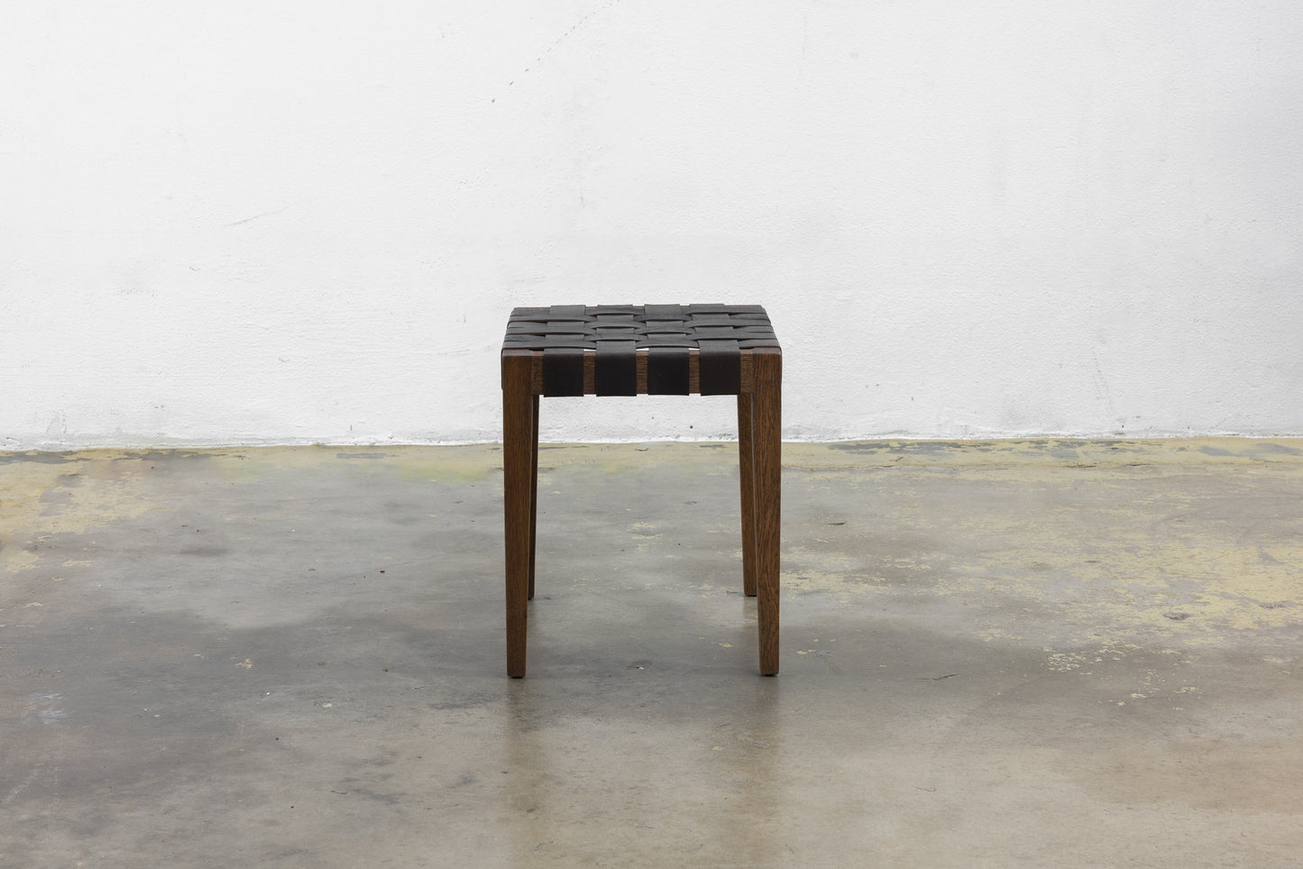 Leather Basketweave Stool