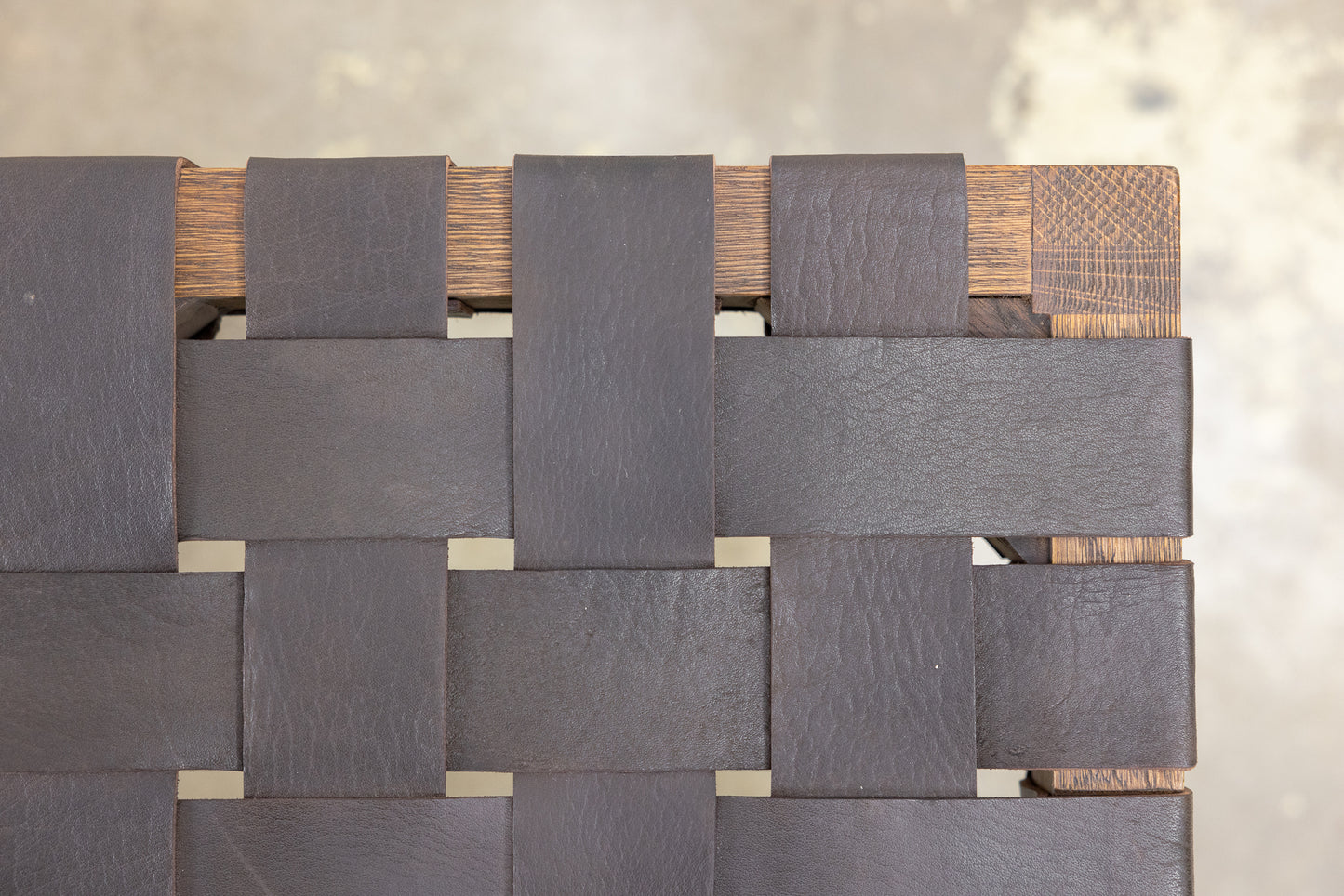 Leather Basketweave Stool
