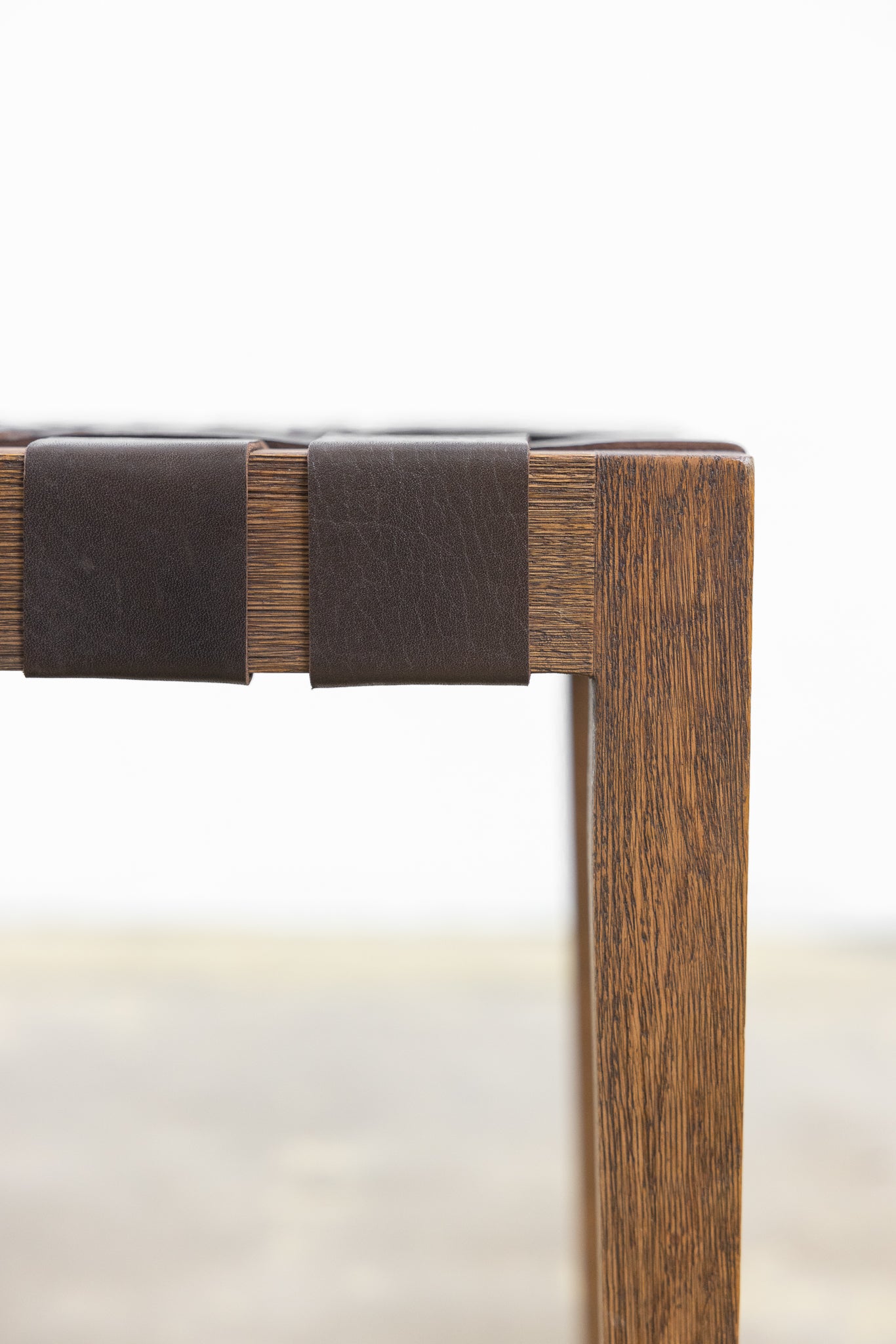 Leather Basketweave Stool