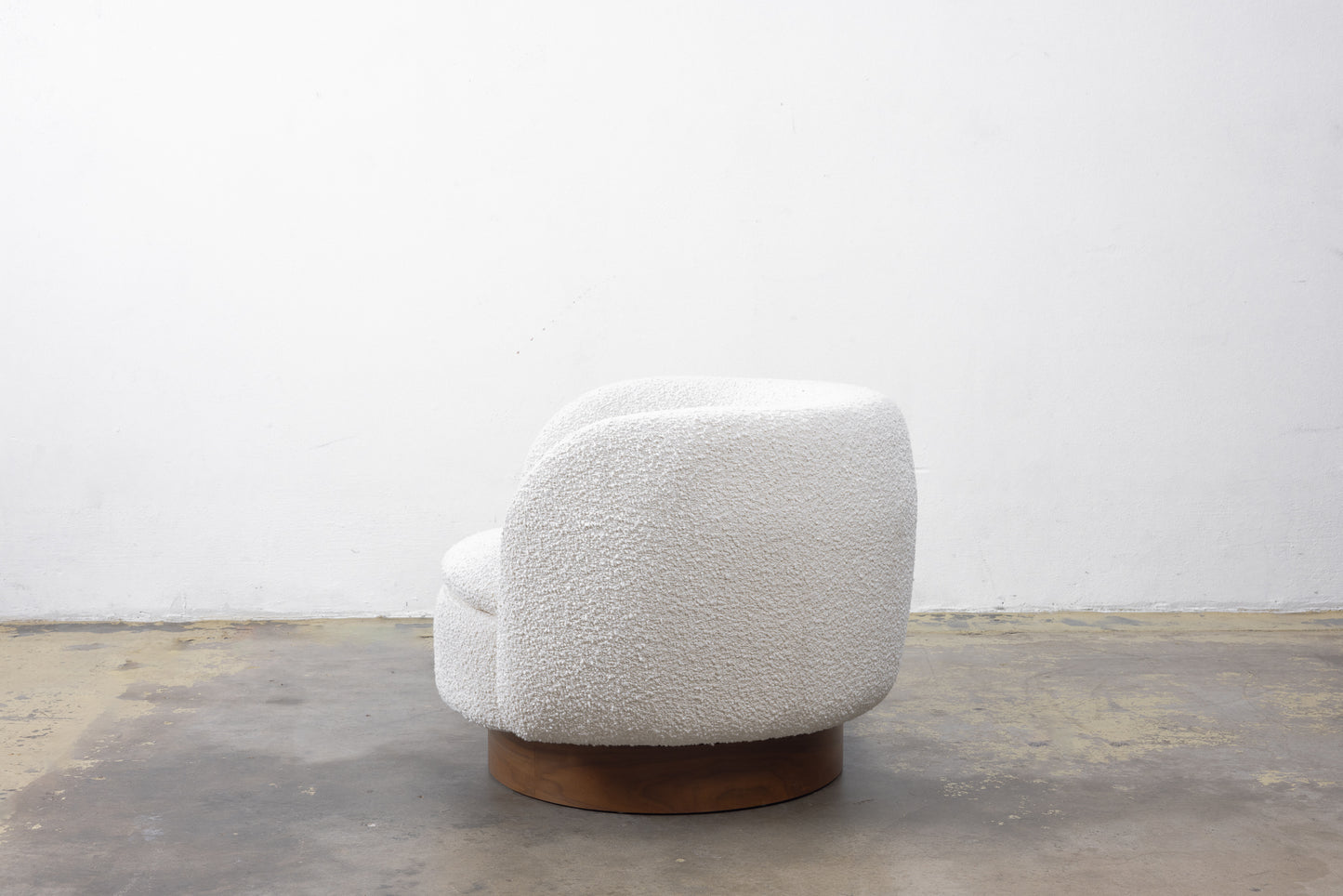 White Boucle Swivel Chair