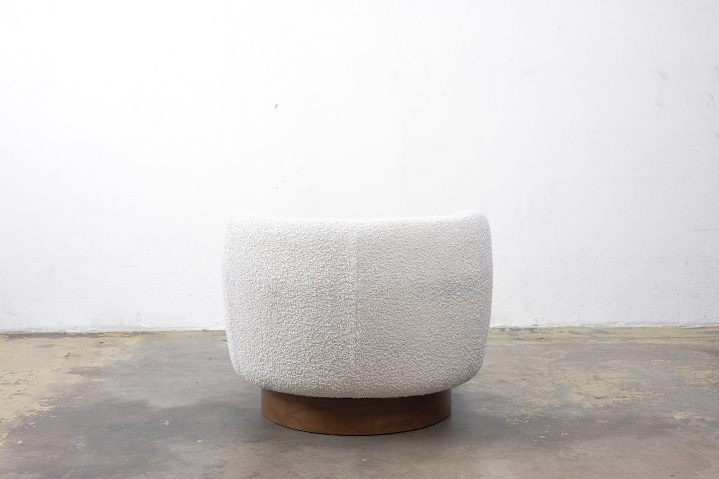 White Boucle Swivel Chair