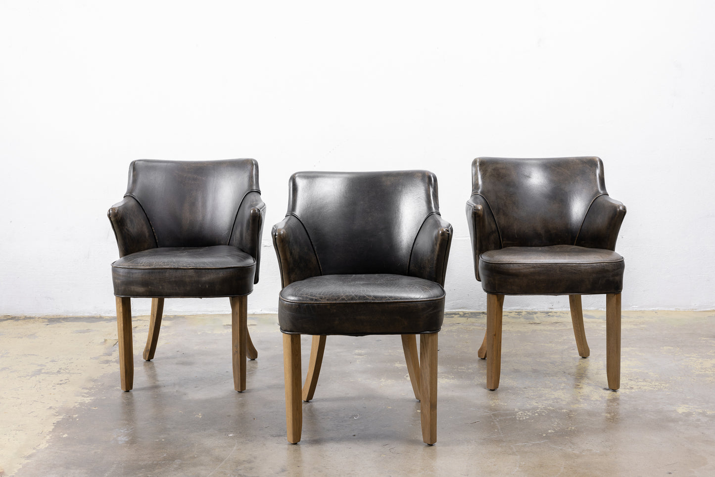Vintage Leather Half-Arm Dining Chair