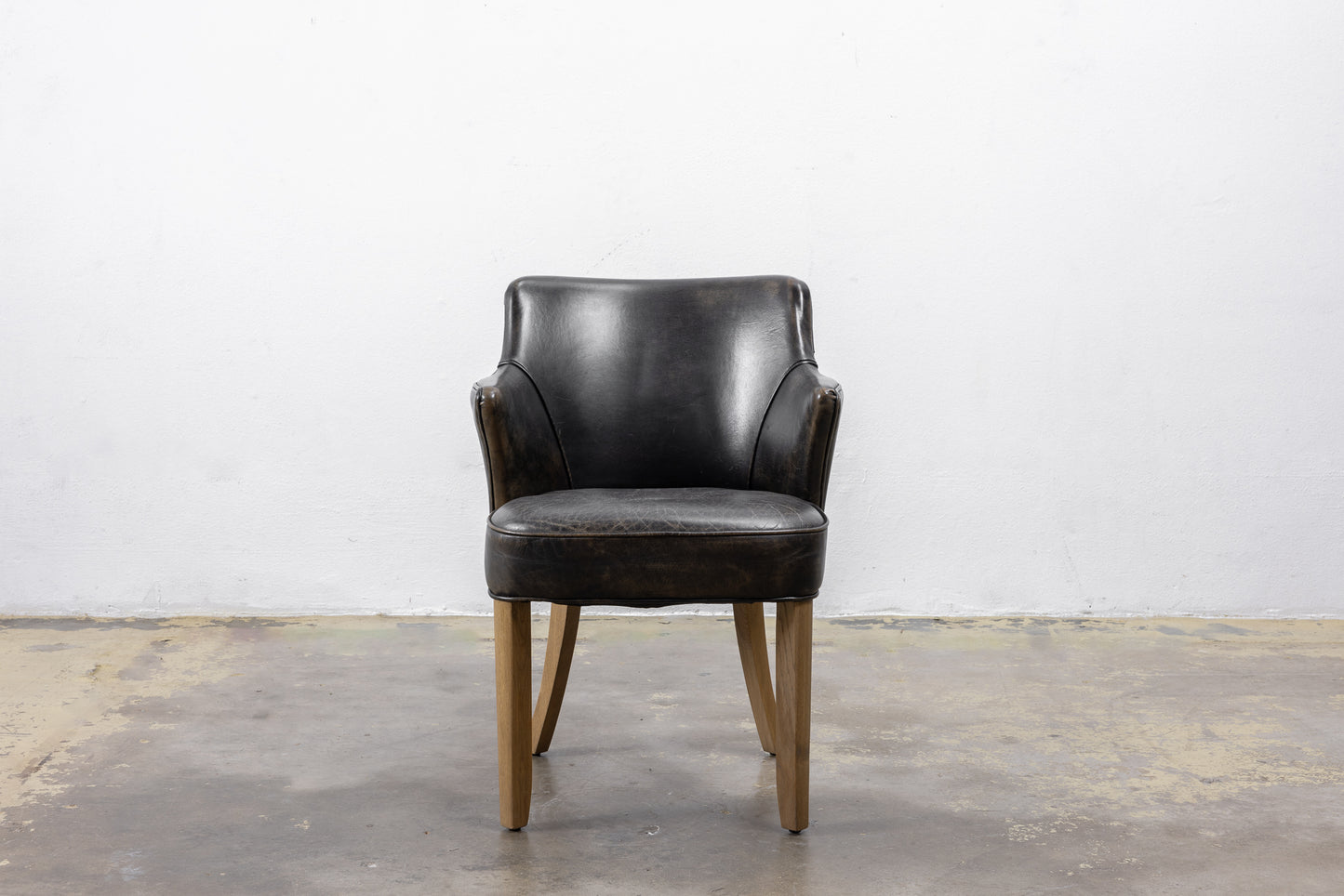 Vintage Leather Half-Arm Dining Chair